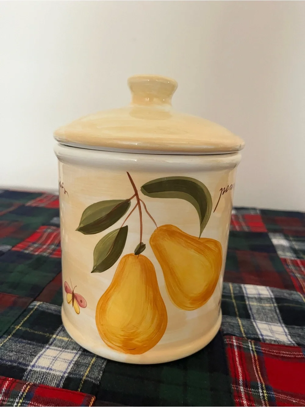 Pier 1 Provence Vintage Cottagecore Hand Painted Earthenware Fruit Cookie Jar